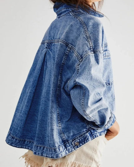 Pocketed Button Up Denim Jacket - Trendsi