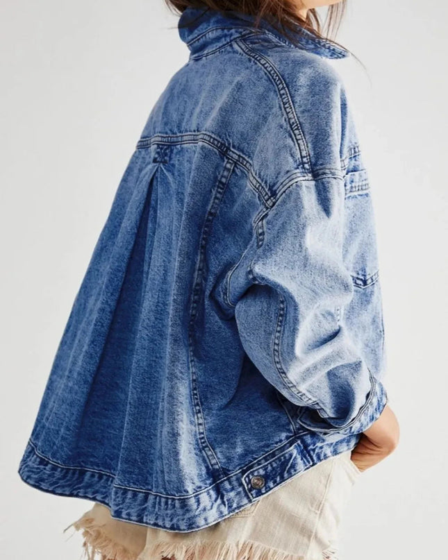Pocketed Button Up Denim Jacket - Trendsi