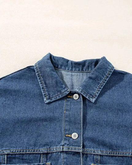 Pocketed Button Up Denim Jacket - Trendsi