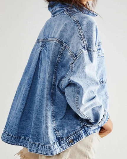 Pocketed Button Up Denim Jacket - Trendsi