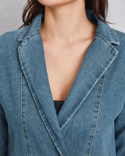Pocketed Button Up Denim Jacket - Trendsi