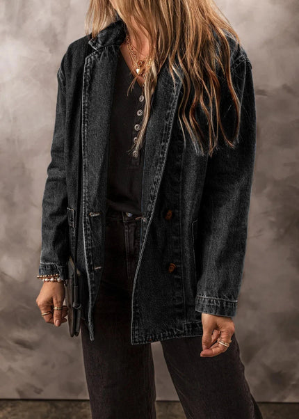 Pocketed Long Sleeve Denim Jacket - Trendsi