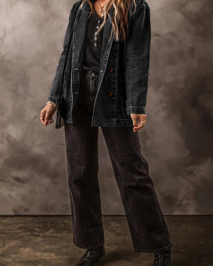 Pocketed Long Sleeve Denim Jacket - Trendsi