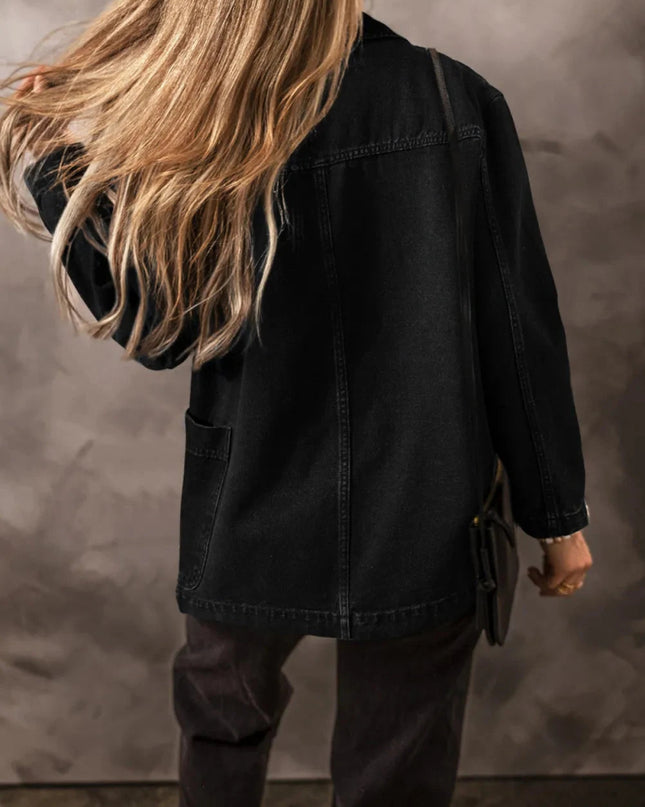 Pocketed Long Sleeve Denim Jacket - Trendsi