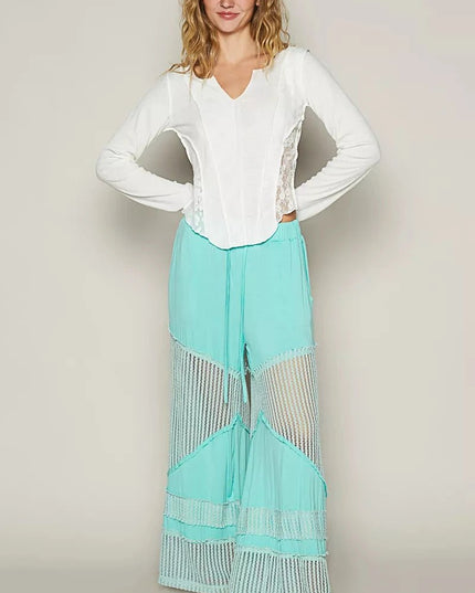 POL Drawstring Elastic Waistband Wide - Leg Pants - Trendsi