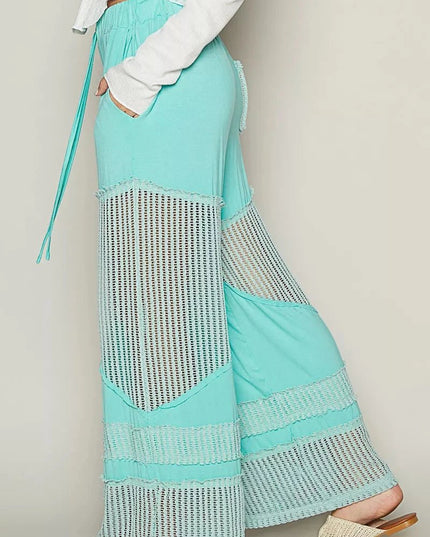 POL Drawstring Elastic Waistband Wide - Leg Pants - Trendsi