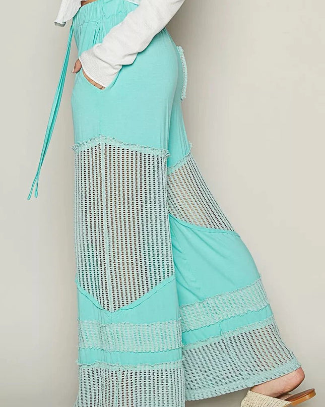 POL Drawstring Elastic Waistband Wide - Leg Pants - Trendsi