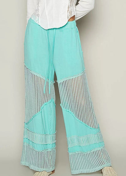 POL Drawstring Elastic Waistband Wide - Leg Pants - Trendsi