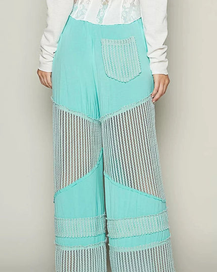POL Drawstring Elastic Waistband Wide - Leg Pants - Trendsi