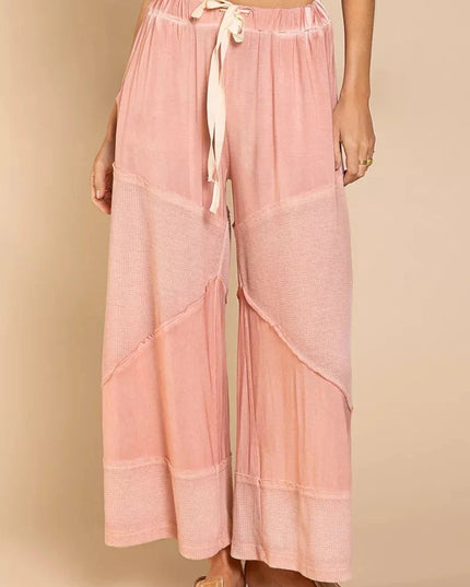 POL Elastic Waistband Wide Leg Pants with Drawstring - Trendsi