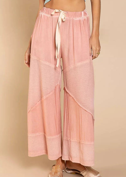 POL Elastic Waistband Wide Leg Pants with Drawstring - Trendsi