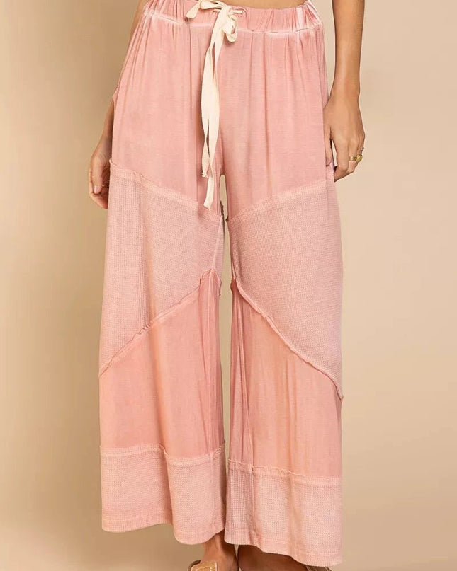 POL Elastic Waistband Wide Leg Pants with Drawstring - Trendsi