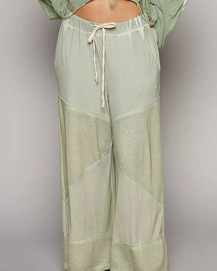 POL Elastic Waistband Wide Leg Pants with Drawstring - Trendsi