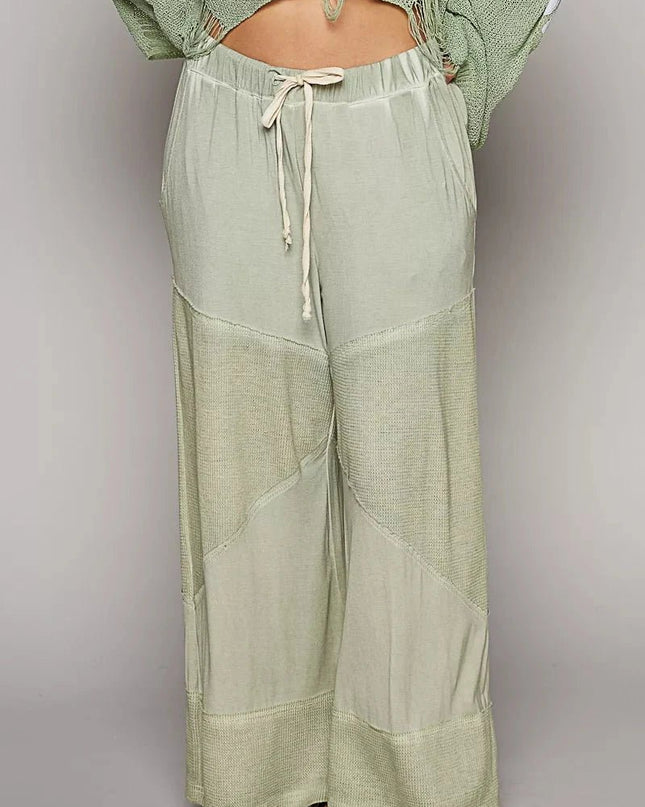 POL Elastic Waistband Wide Leg Pants with Drawstring - Trendsi
