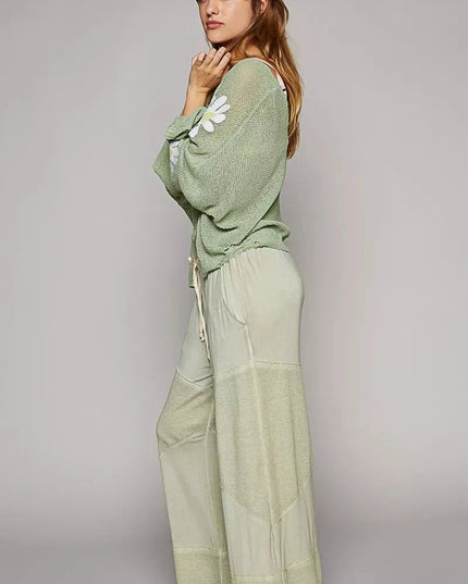 POL Elastic Waistband Wide Leg Pants with Drawstring - Trendsi