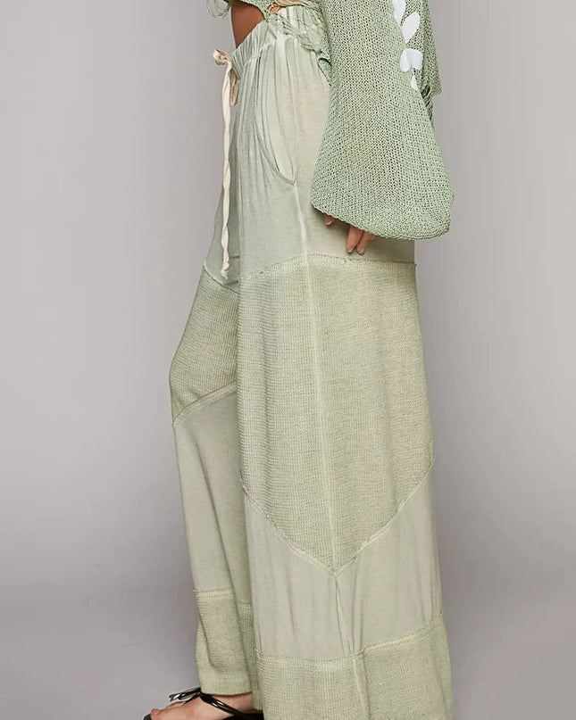 POL Elastic Waistband Wide Leg Pants with Drawstring - Trendsi