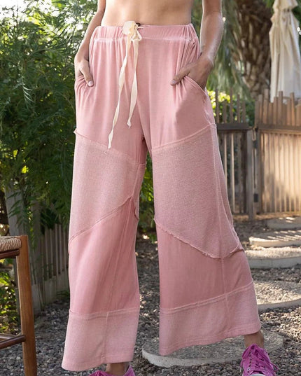 POL Elastic Waistband Wide Leg Pants with Drawstring - Trendsi