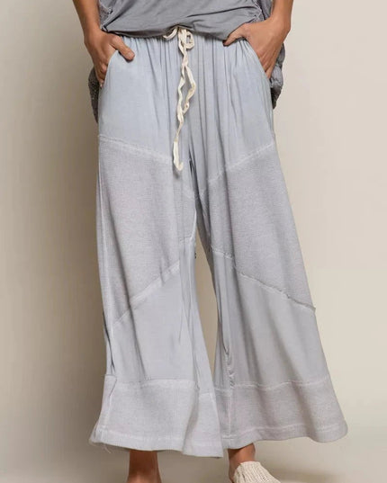 POL Elastic Waistband Wide Leg Pants with Drawstring - Trendsi