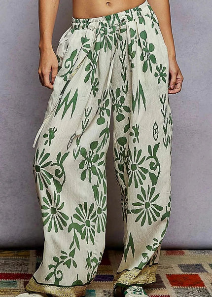 POL Floral Printed Woven Wide Leg Drawstring Pants - Trendsi