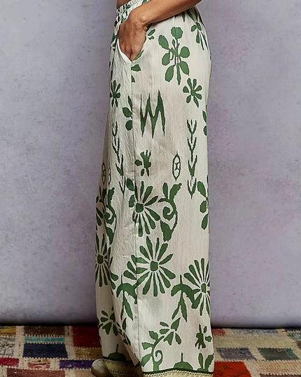 POL Floral Printed Woven Wide Leg Drawstring Pants - Trendsi