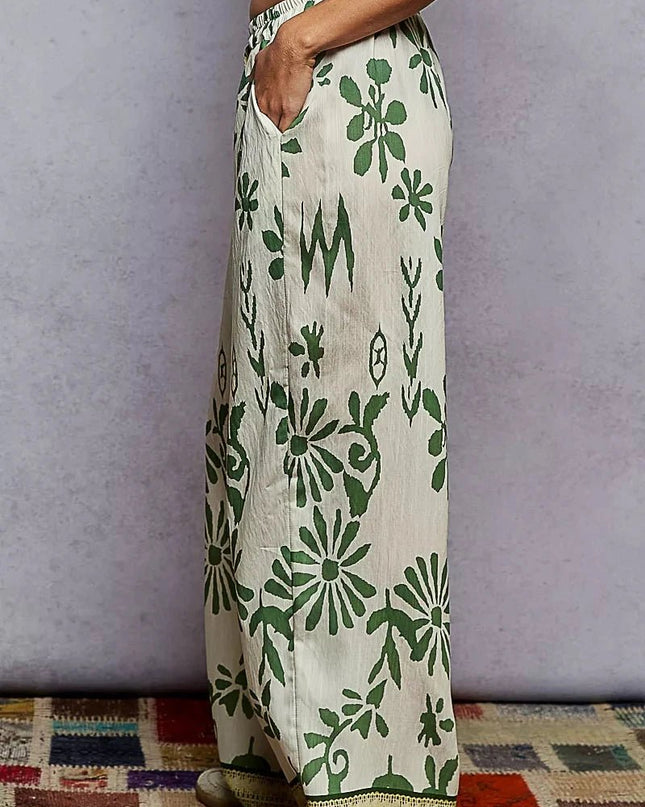 POL Floral Printed Woven Wide Leg Drawstring Pants - Trendsi