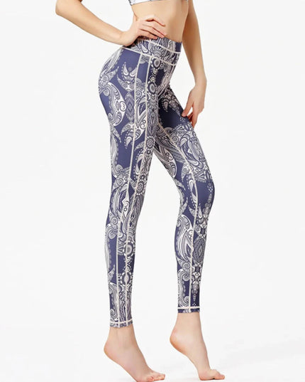 Printed Active High Waist Leggings - Trendsi