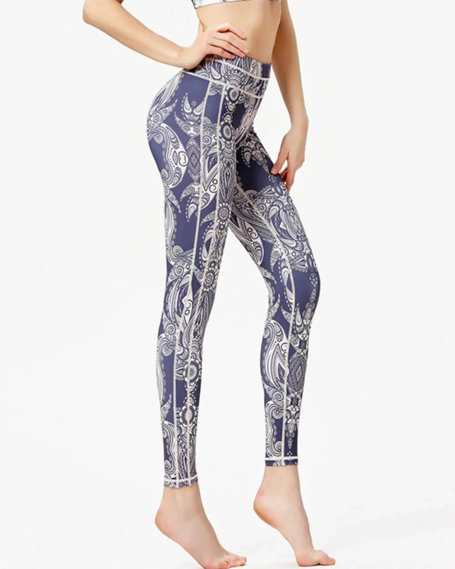 Printed Active High Waist Leggings - Trendsi