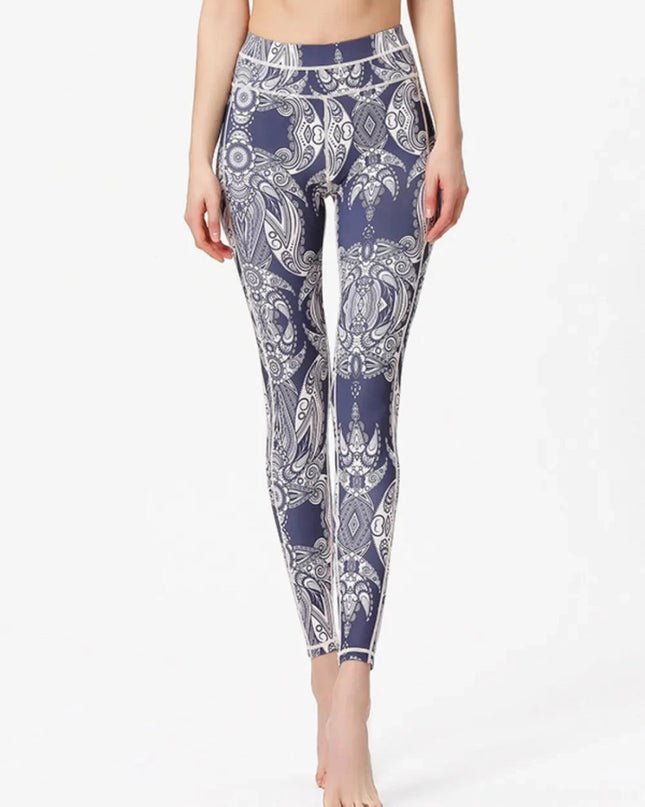 Printed Active High Waist Leggings - Trendsi