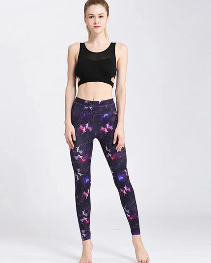 Printed Active High Waist Leggings - Trendsi