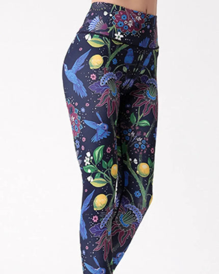 Printed High Waist Active Leggings - Trendsi