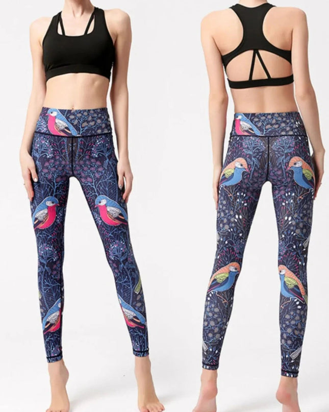 Printed High Waist Active Leggings - Trendsi
