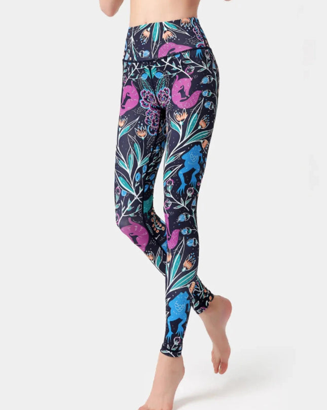 Printed High Waist Active Leggings - Trendsi