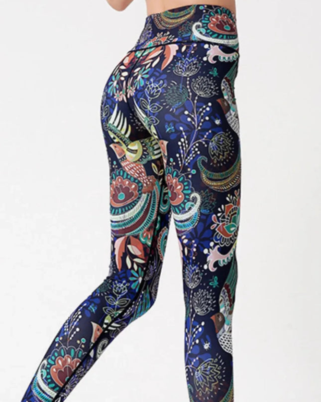 Printed High Waist Active Leggings - Trendsi