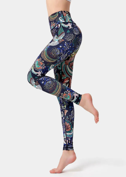 Printed High Waist Active Leggings - Trendsi