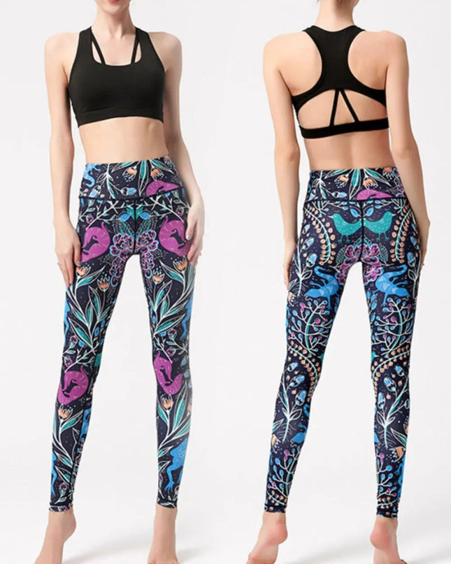 Printed High Waist Active Leggings - Trendsi