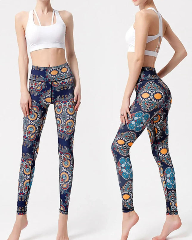 Printed High Waist Active Leggings - Trendsi