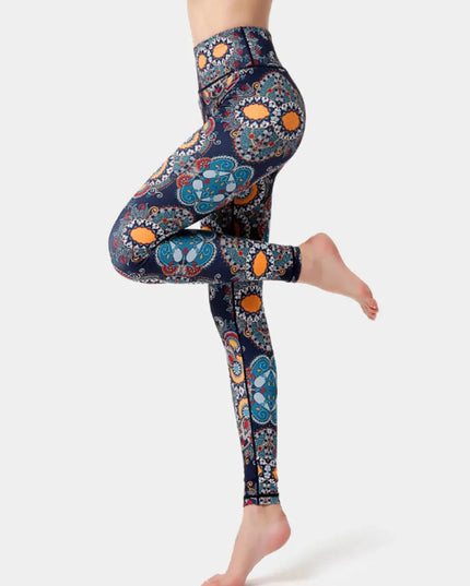 Printed High Waist Active Leggings - Trendsi