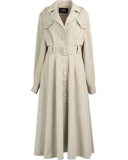 Green Solid Single Breasted Oversize Casual Women Trench Coat,Spring Full Sleeve Korean Office Ladies Daily Outwear-0