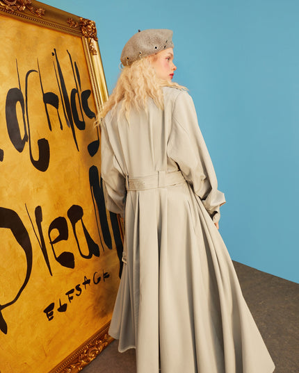 Green Solid Single Breasted Oversize Casual Women Trench Coat,Spring Full Sleeve Korean Office Ladies Daily Outwear-4