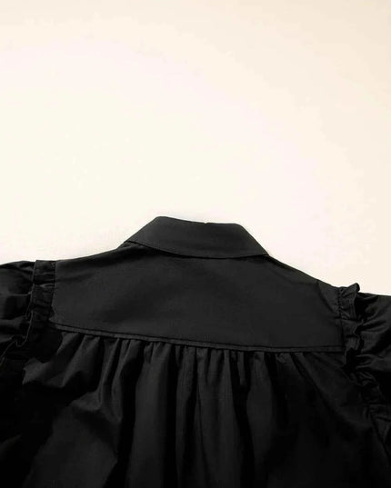 Puff Sleeve Button Down Shirt for Effortless Style and Comfort - Trendsi