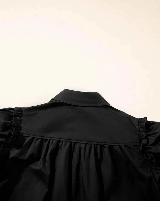 Puff Sleeve Button Down Shirt for Effortless Style and Comfort - Trendsi