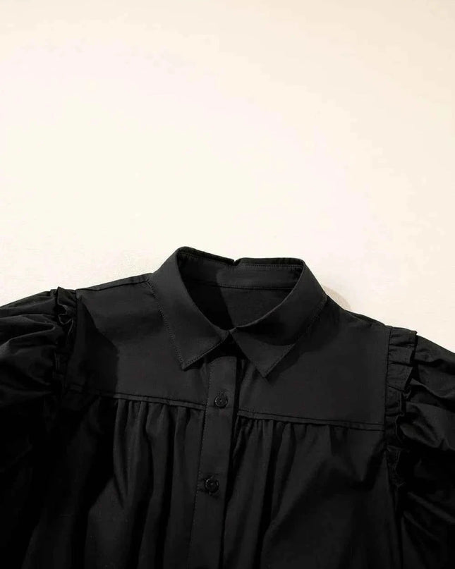 Puff Sleeve Button Down Shirt for Effortless Style and Comfort - Trendsi
