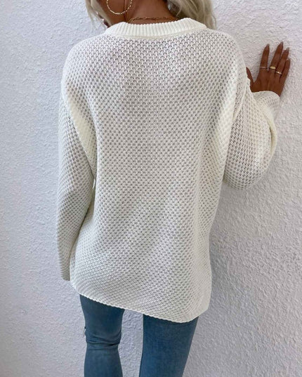 Quarter - Button Slit Sweater - Trendsi