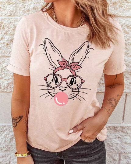 Rabbit Graphic Easter Tee Shirt - Trendsi