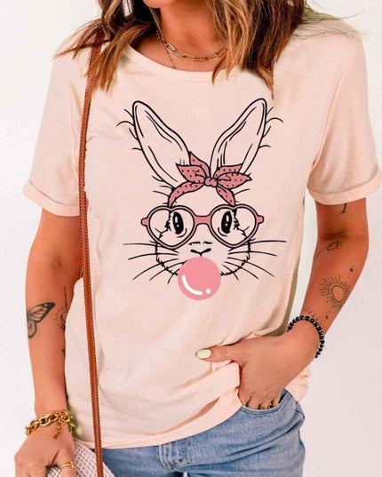 Rabbit Graphic Easter Tee Shirt - Trendsi