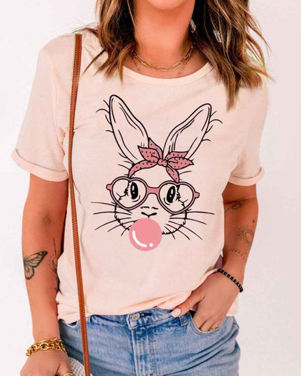Rabbit Graphic Easter Tee Shirt - Trendsi