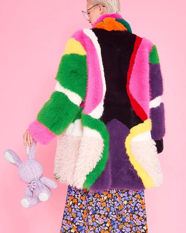 Rainbow Faux Fur Coat - Faux Fur Coats - Buy Me Fur Ltd