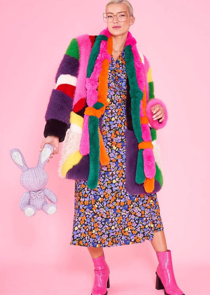 Rainbow Faux Fur Coat - Faux Fur Coats - Buy Me Fur Ltd