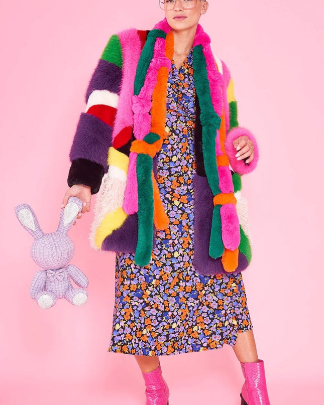 Rainbow Faux Fur Coat - Faux Fur Coats - Buy Me Fur Ltd