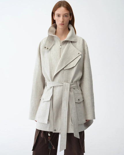 Gold Linen Trench Coat